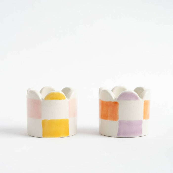 Caroline Gardner Multi-Check Egg Cups (Set of 2)