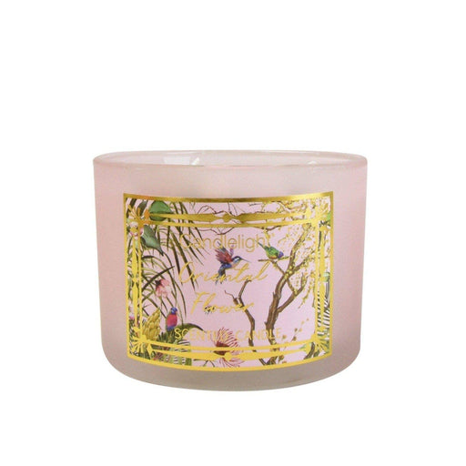 Candlelight 2 Wick Wax Filled Candle Pot Oriental Flower Scent - LemonSalt