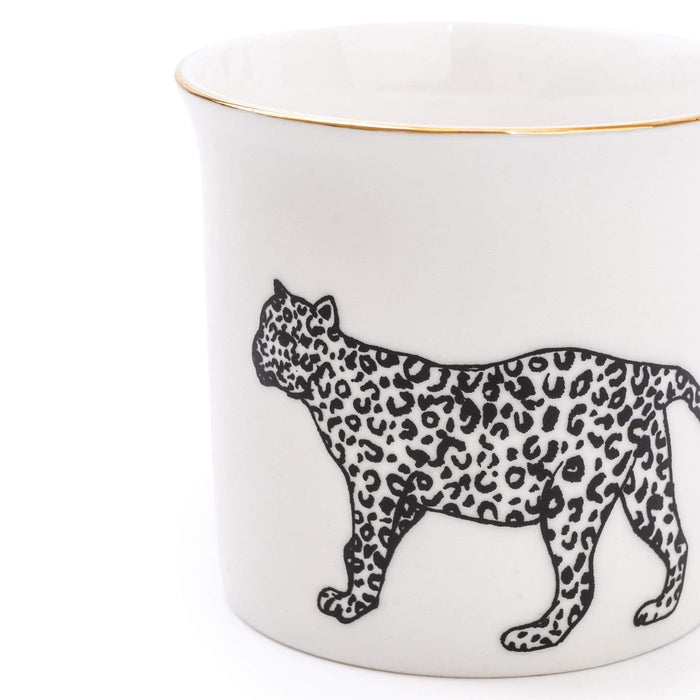 Candlelight Cheetah Mug with Gold Rim
