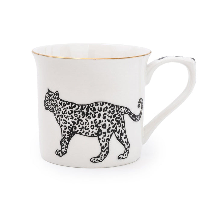 Candlelight Cheetah Mug with Gold Rim