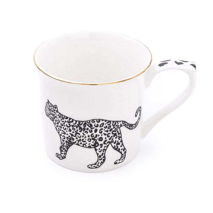 Candlelight Cheetah Mug with Gold Rim