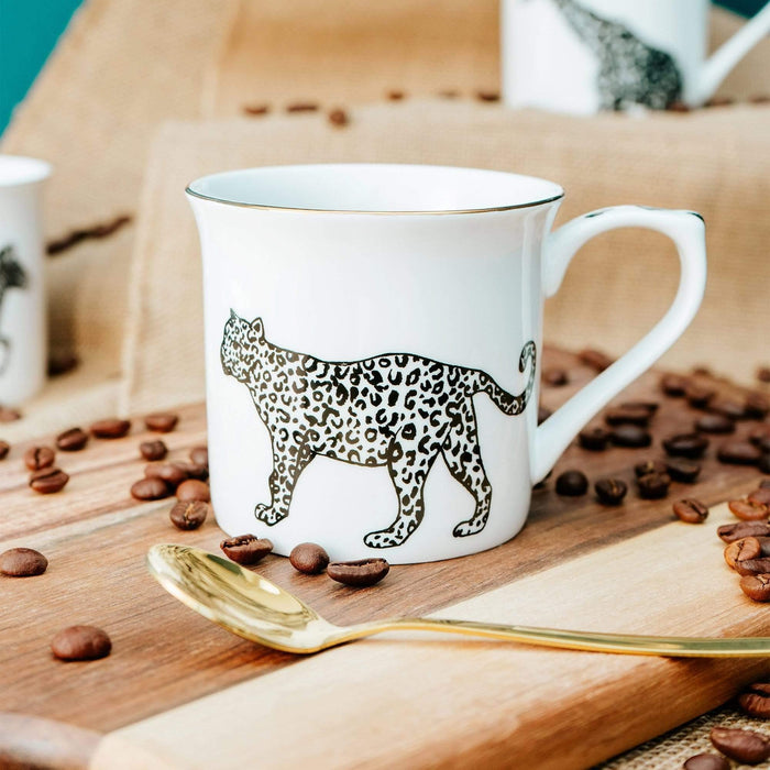 Candlelight Cheetah Mug with Gold Rim