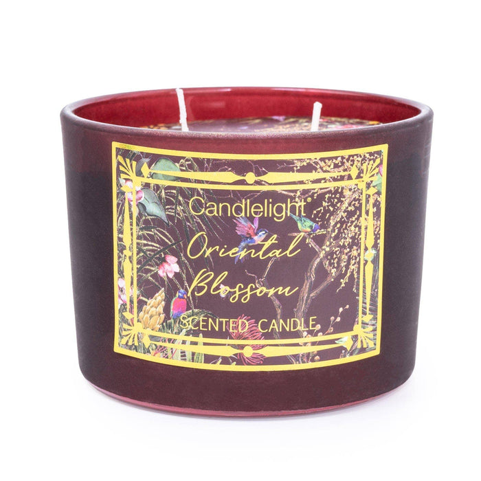 Candlelight Chinoiserie Aubergine Two Wick Oriental Blossom Candle - LemonSalt