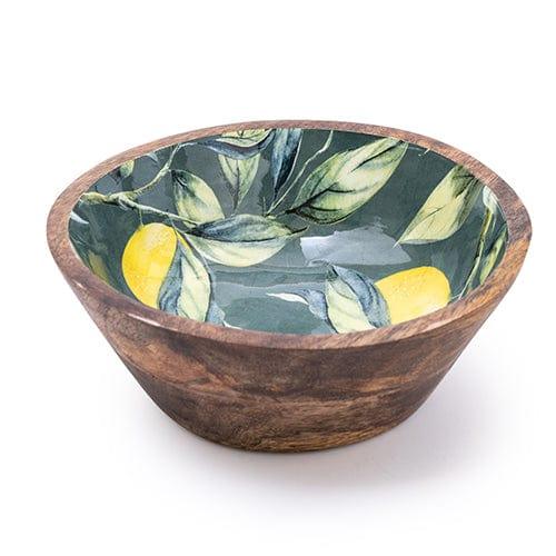 Candlelight Handcrafted Lemons & Leaves Mango Wooden Bowl (20cm) - LemonSalt