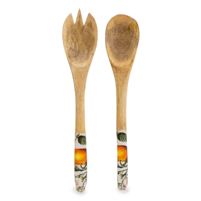 Candlelight Handcrafted Orange Blossom Set of 2 Wooden Fork Spoon