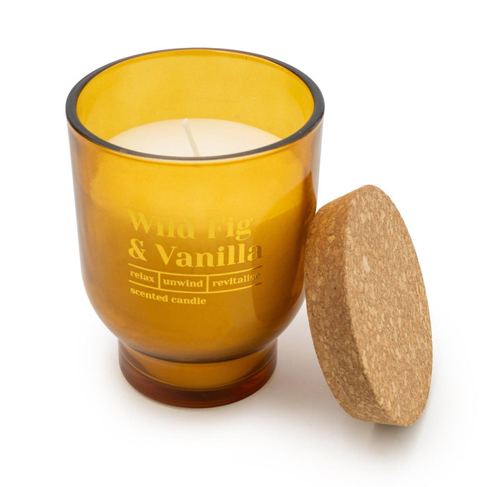 Candlelight Large Amber Round Footed Glass Candle Wild fig & Vanilla Scent | {{ collection.title }}