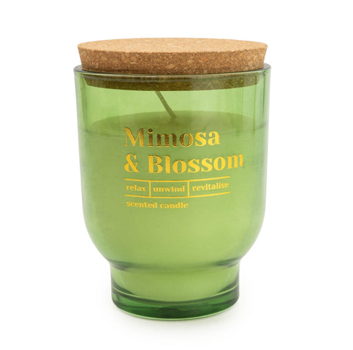 Candlelight Large Olive Round Footed Glass Candle Mimosa & Blossom with Mimosa Scent | {{ collection.title }}