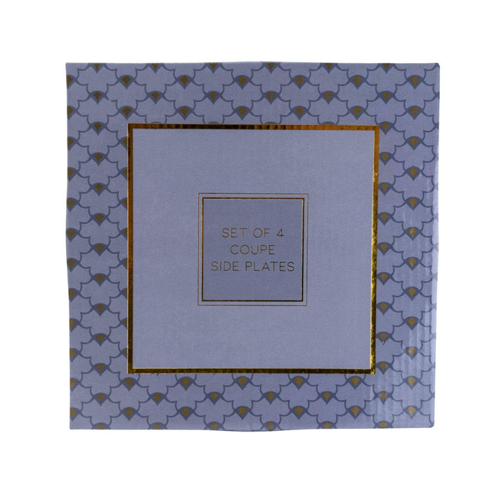 Candlelight - Set of 4 Side Plates Oriental Heron Design with Gold Rim - LemonSalt