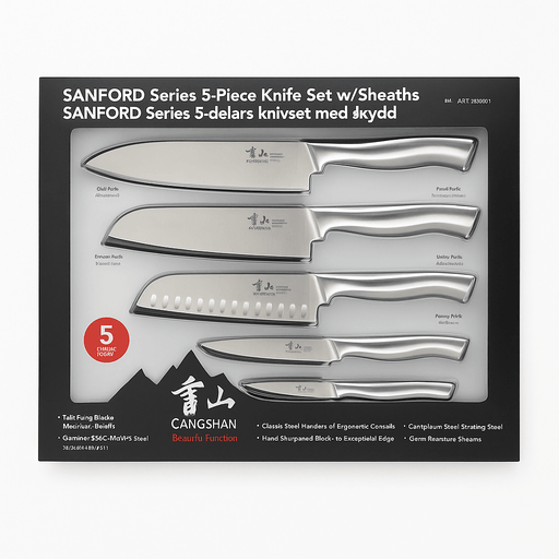 Cangshan Sanford Series German Steel Blades Knife Set with Sheaths - 5-Piece - LemonSalt