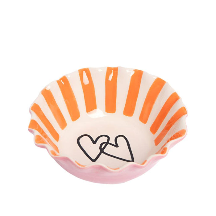 Caroline Gardner Coral Layered Hearts Frilly Bowl (16cm)