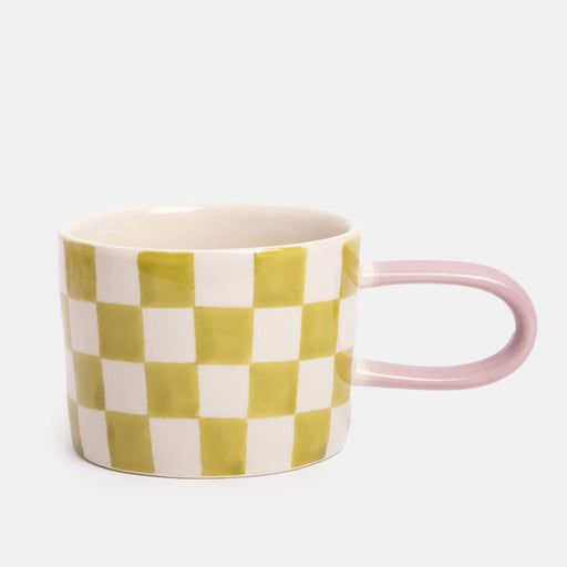 Caroline Gardner Green Check Ceramic Mug - LemonSalt