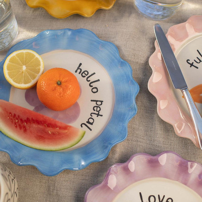 Caroline Gardner Light Blue Daisy Ceramic Plate (21.5cm) - LemonSalt