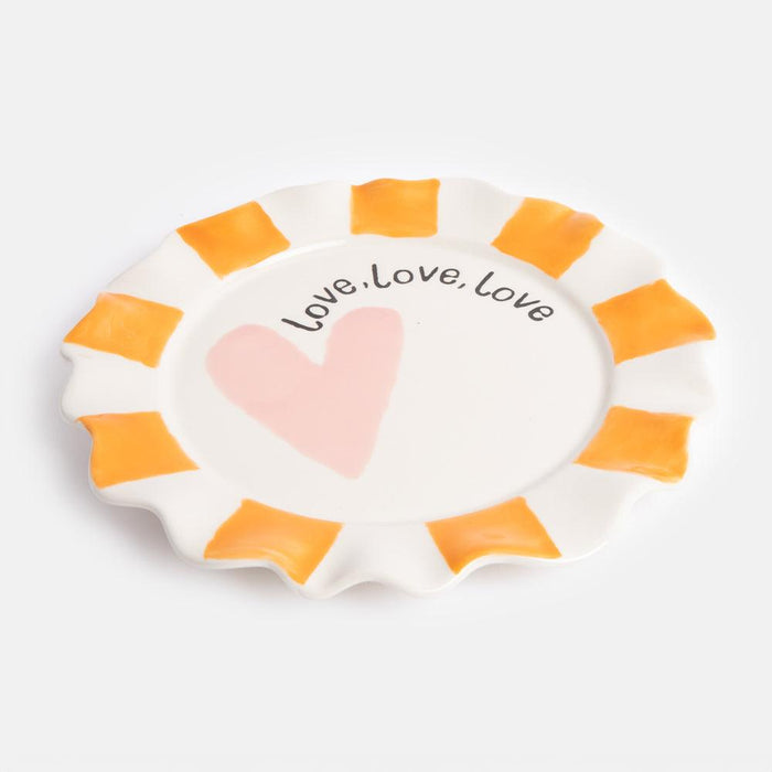 Caroline Gardner Love Heart Ceramic Plate (21.5cm) - LemonSalt