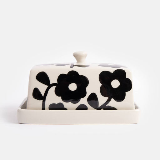 Caroline Gardner Mono Floral Butter Dish - LemonSalt