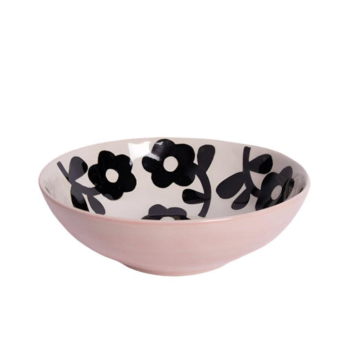 Caroline Gardner Mono Floral Stoneware Bowl (18cm) - LemonSalt