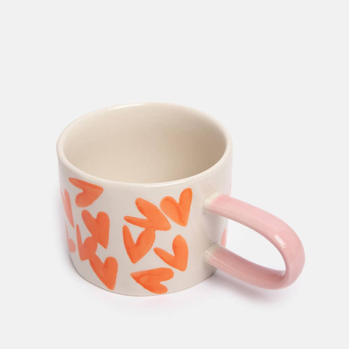 Caroline Gardner Orange Hearts Ceramic Mug - LemonSalt