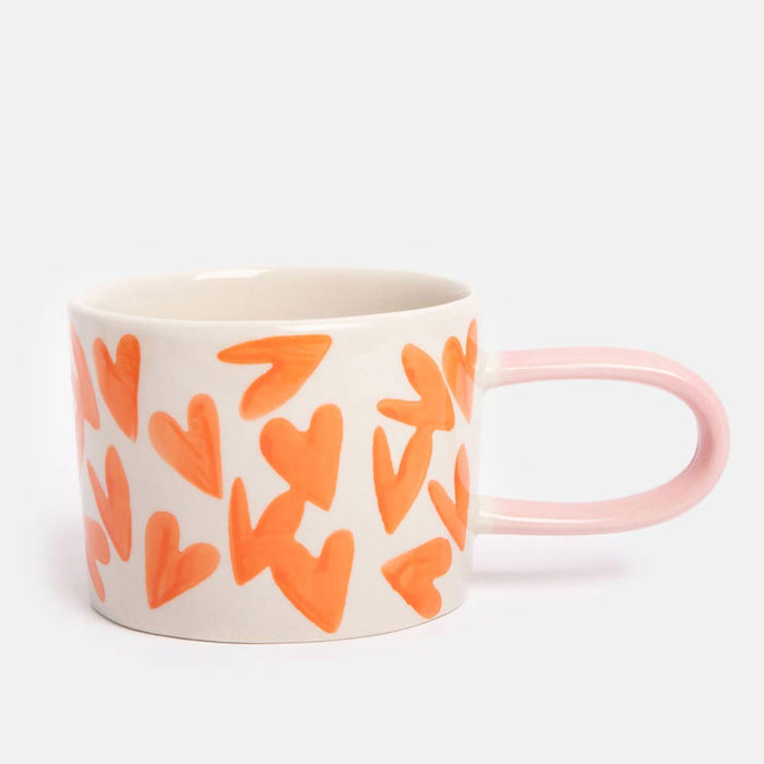 Caroline Gardner Orange Hearts Ceramic Mug - LemonSalt
