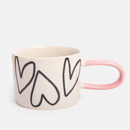Caroline Gardner Outline Hearts Ceramic Mug - LemonSalt