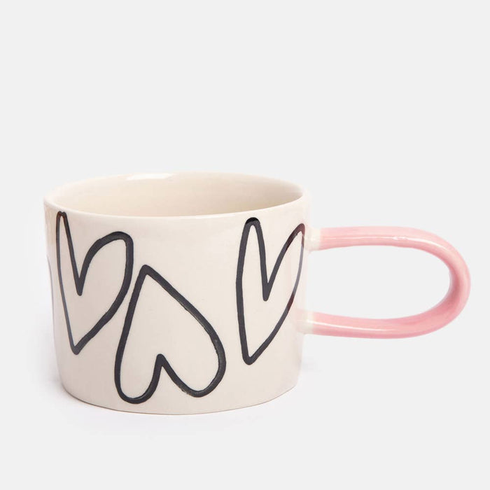 Caroline Gardner Outline Hearts Ceramic Mug - LemonSalt