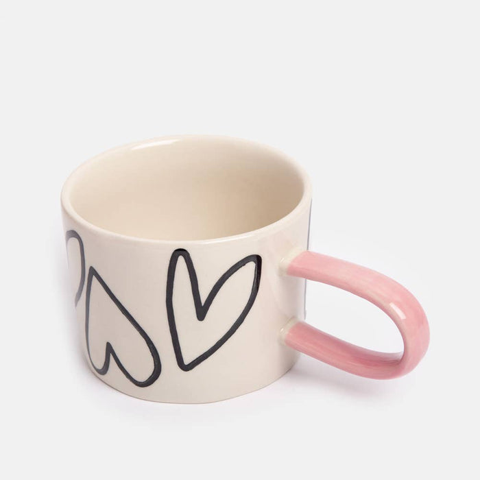 Caroline Gardner Outline Hearts Ceramic Mug - LemonSalt