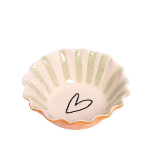 Caroline Gardner Pale Blue Outline Heart Frilly Bowl (16cm) - LemonSalt