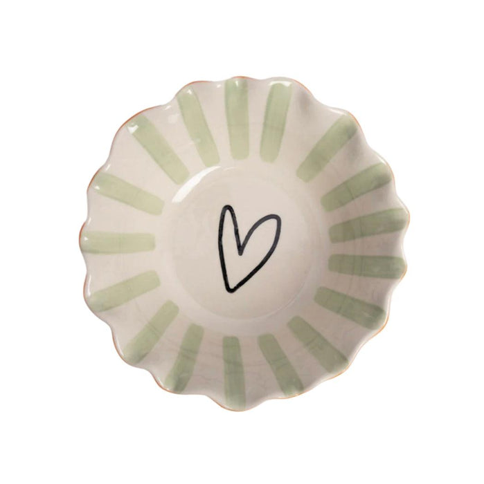 Caroline Gardner Pale Blue Outline Heart Frilly Bowl (16cm) - LemonSalt