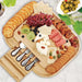 Carrara Bamboo Cheese Board with 4 Stainless Steel Serving Knives (43 x 33 cm) - LemonSalt