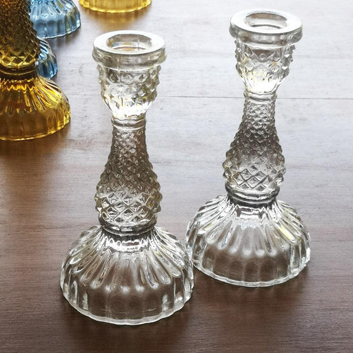 Casa Verde Glass Candlestick Tilda Clear (8x16cm) - LemonSalt