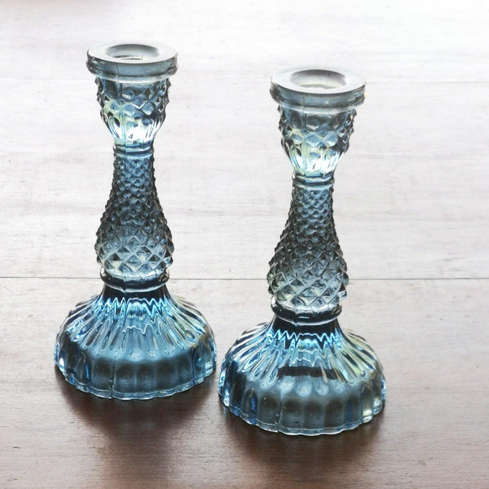 Casa Verde Glass Candlestick Tilda Ink (8x16cm) - LemonSalt