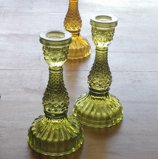Casa Verde Glass Candlestick Tilda Moss (8x16cm) - LemonSalt