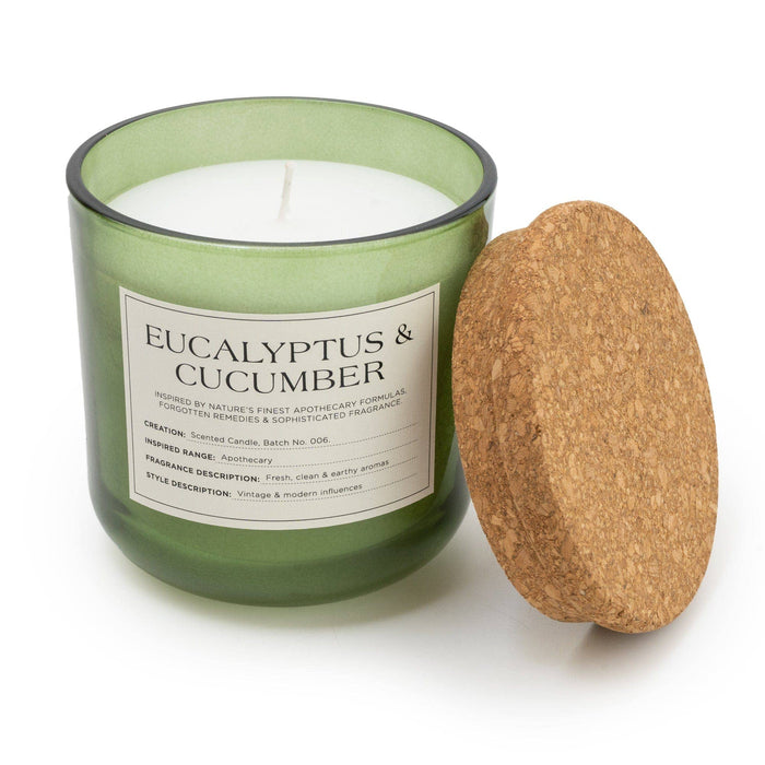 Candlelight Medium Glass Jar with Cork Lid Eucalyptus & Cucumber
