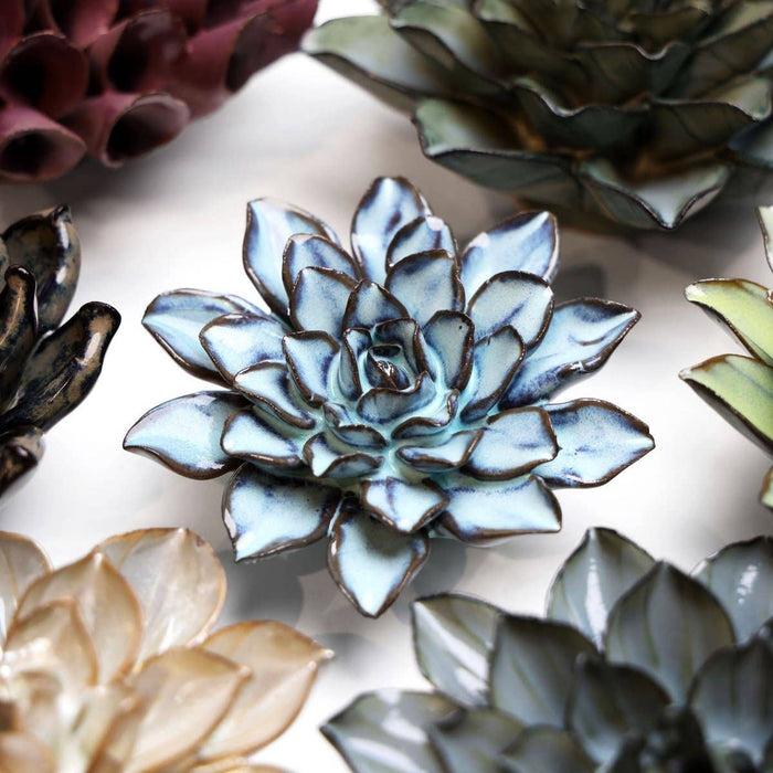 Chive Japan Ceramic Flower Blue Brown Aster