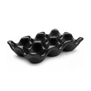 Ceramic Egg Holder Tray 6-Slot Modern Kitchen Storage - Black