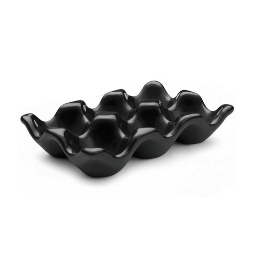 Ceramic Egg Holder Tray 6-Slot Modern Kitchen Storage – Black - LemonSalt