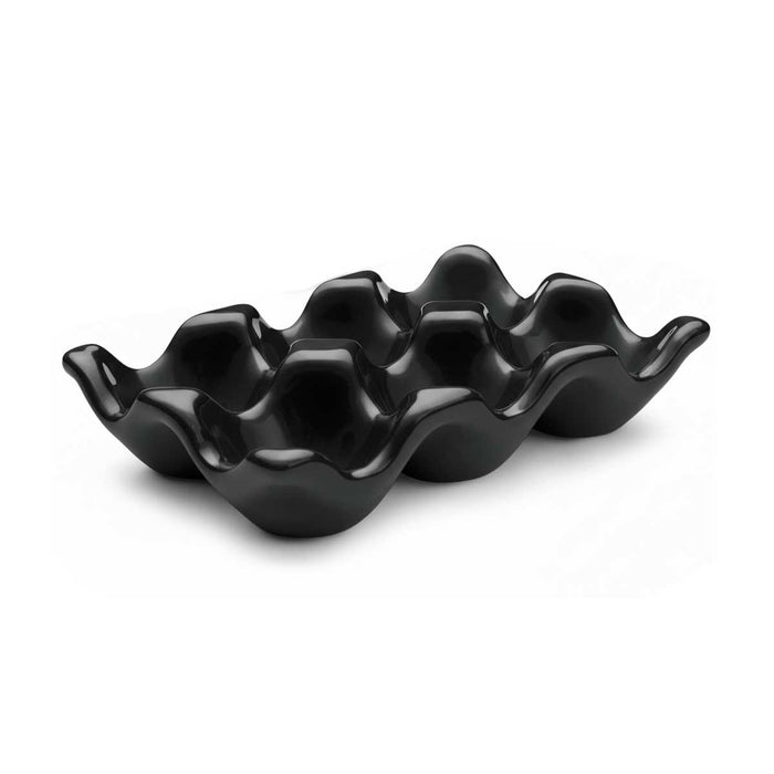 Ceramic Egg Holder Tray 6-Slot Modern Kitchen Storage – Black - LemonSalt