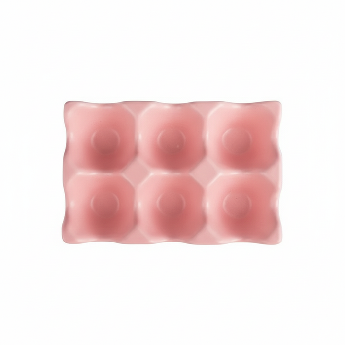 Ceramic Egg Holder Tray 6-Slot Modern Kitchen Storage – Pink - LemonSalt