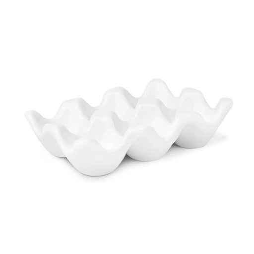 Ceramic Egg Holder Tray 6-Slot Modern Kitchen Storage – White - LemonSalt