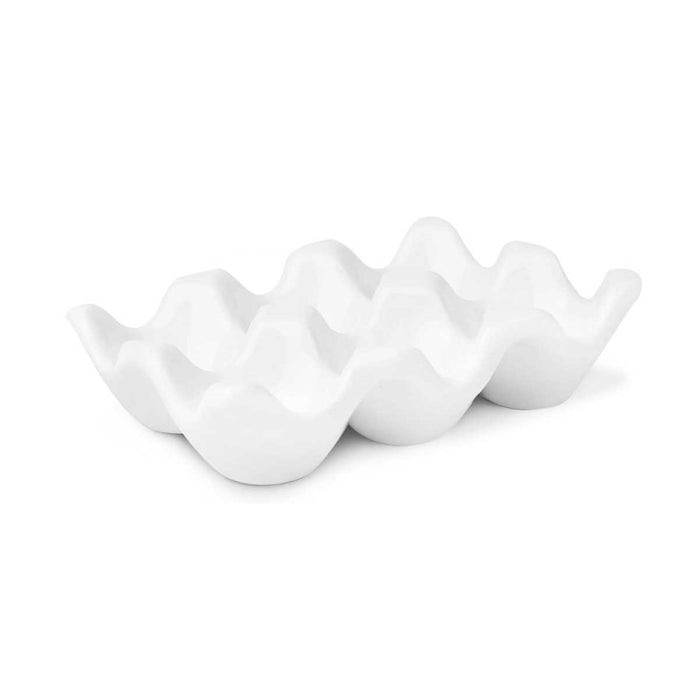 Ceramic Egg Holder Tray 6-Slot Modern Kitchen Storage – White - LemonSalt
