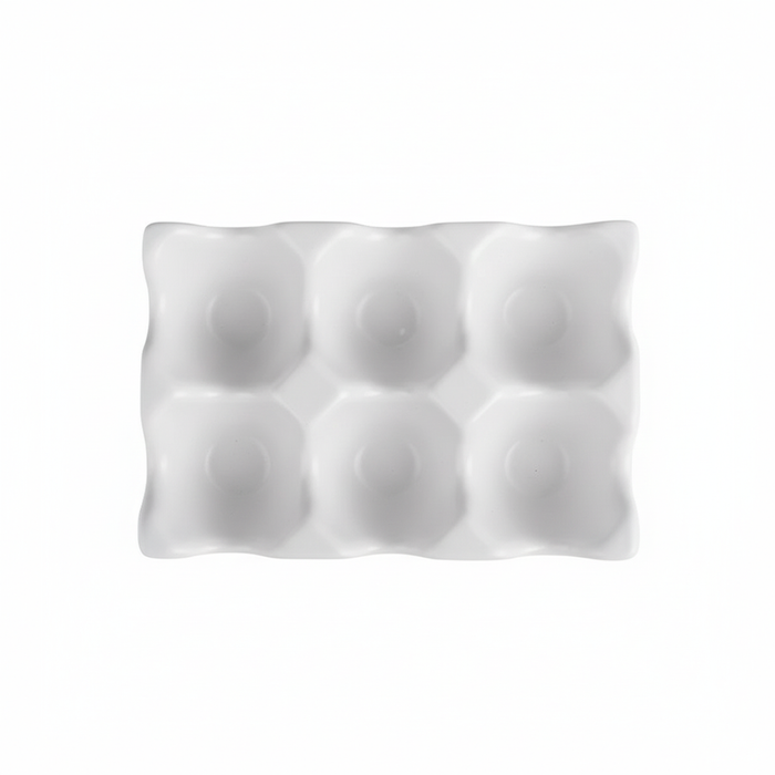 Ceramic Egg Holder Tray 6-Slot Modern Kitchen Storage – White - LemonSalt