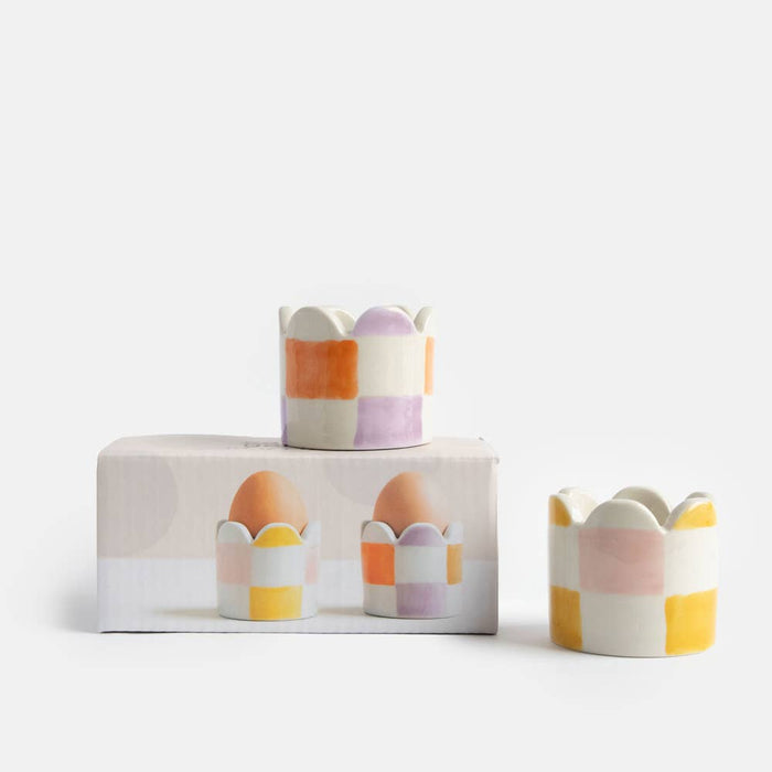 Caroline Gardner Multi-Check Egg Cups (Set of 2)