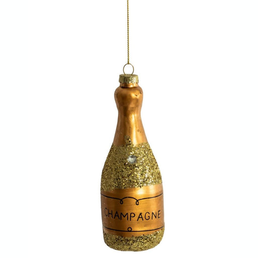 Champagne Bottle Decorative Glass Hanging Ornament - LemonSalt