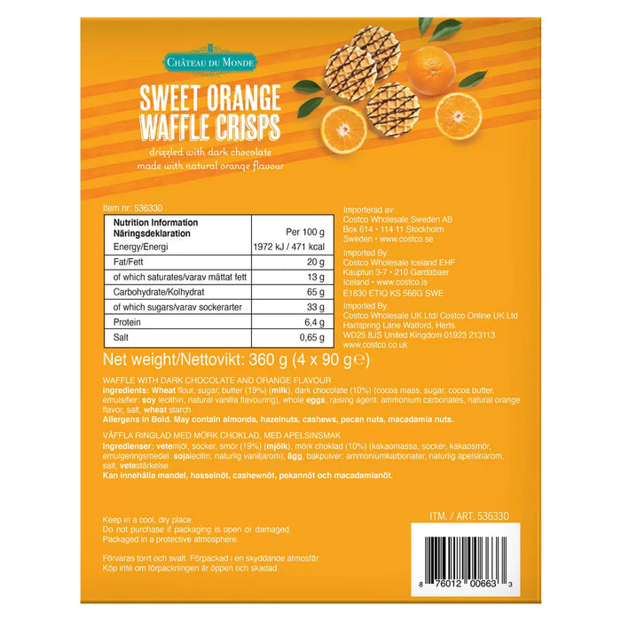 Chateau Du Monde Sweet Orange Waffle Crisps (4x90g) - LemonSalt
