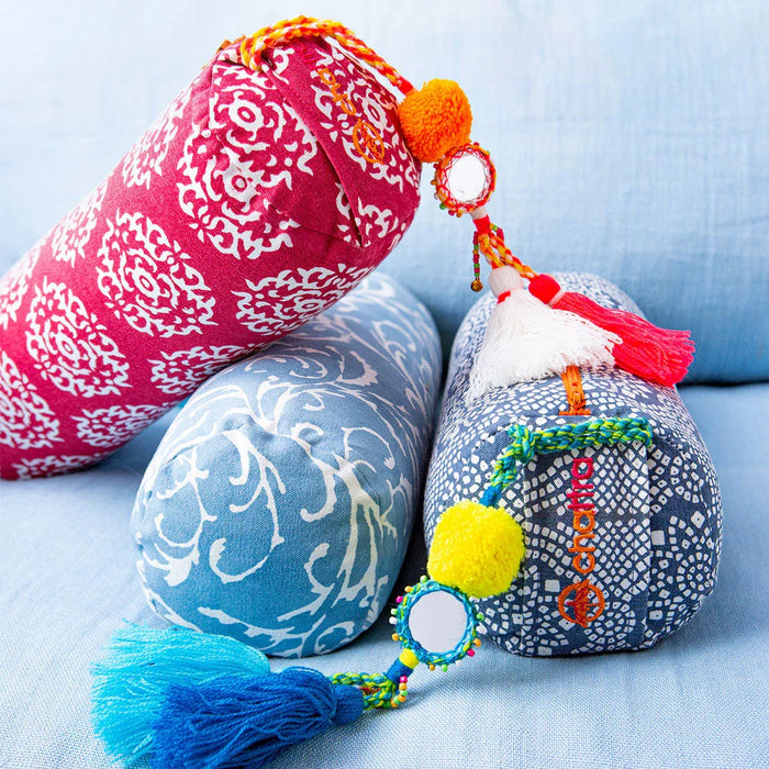 Chattra Neck Cushion - Fuchsia Suzani - LemonSalt