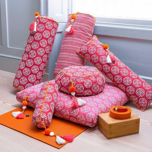 Chattra Oval Bolster - Fuchsia Kikri - LemonSalt