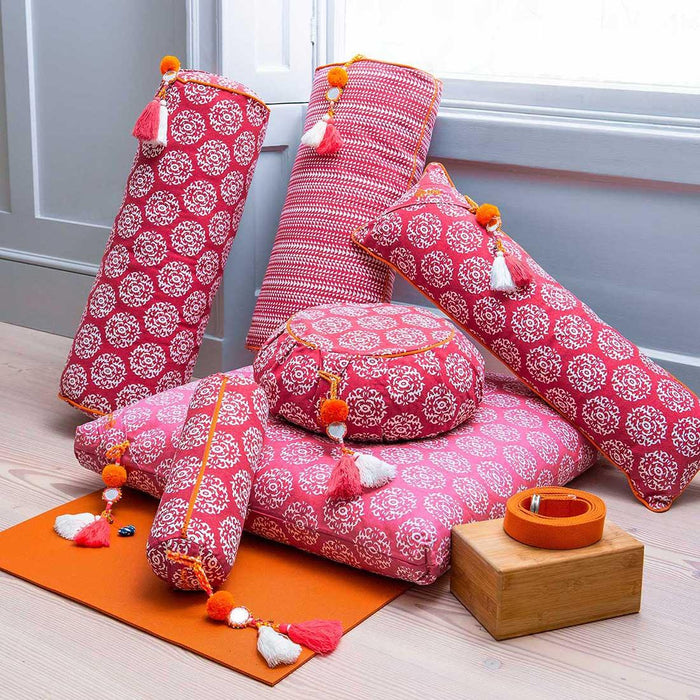 Chattra Oval Bolster - Fuchsia Kikri - LemonSalt