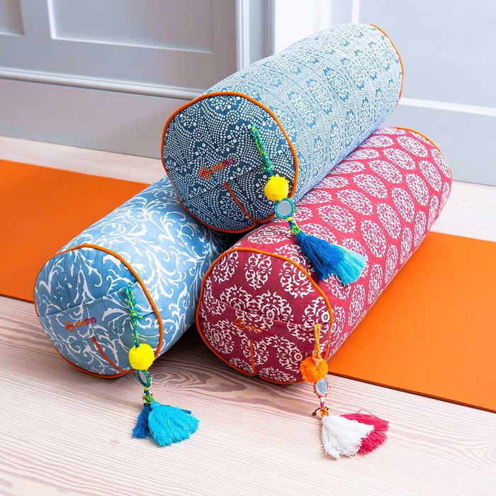 Chattra Round Bolster - Fuchsia Suzani - LemonSalt