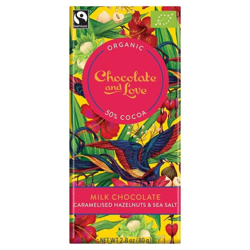 Chocolate And Love Caramelised Hazelnuts & Sea Salt Bar (80g) - LemonSalt