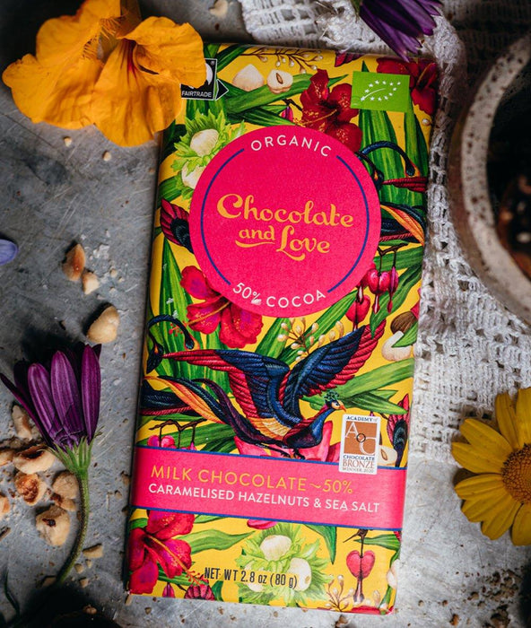 Chocolate And Love Caramelised Hazelnuts & Sea Salt Bar (80g) - LemonSalt