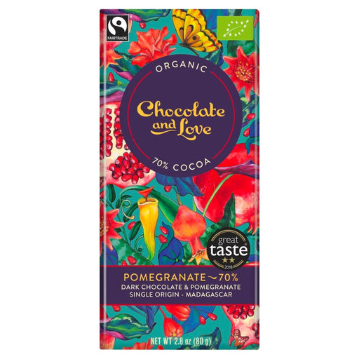 Chocolate and Love Dark Chocolate With Pomegranate Bar (80g) - LemonSalt