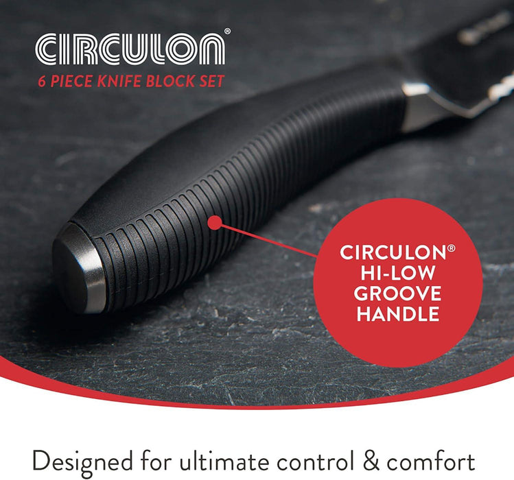 Circulon 6-Piece Kitchen Knife & Block Set | {{ collection.title }}